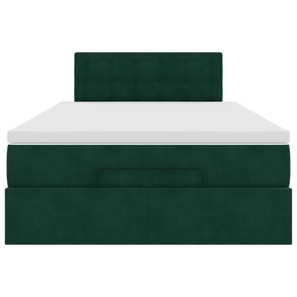Lit ottoman avec matelas vert foncé 120x190 cm velours - XIOS