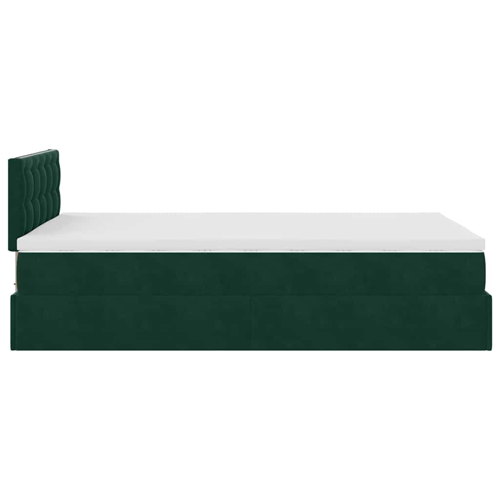 Lit ottoman avec matelas vert foncé 120x190 cm velours - XIOS