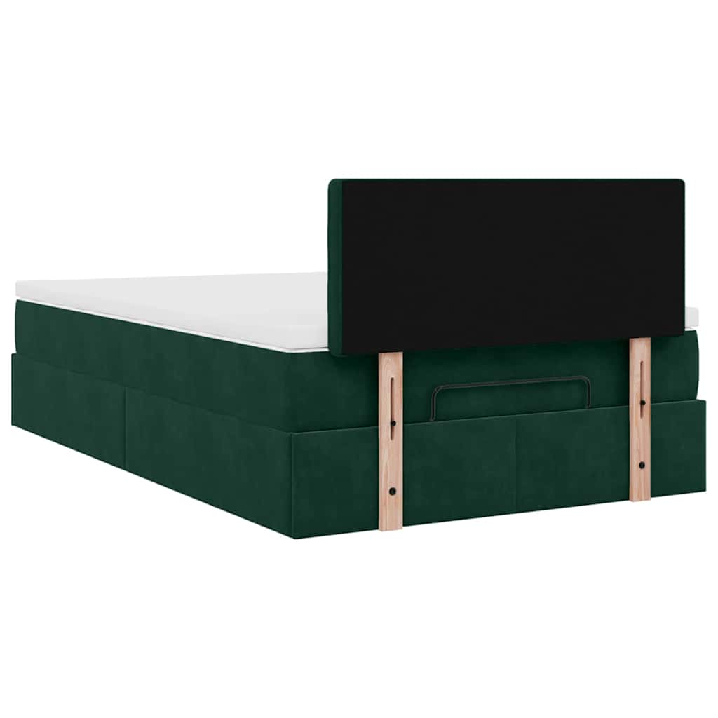 Lit ottoman avec matelas vert foncé 120x190 cm velours - XIOS