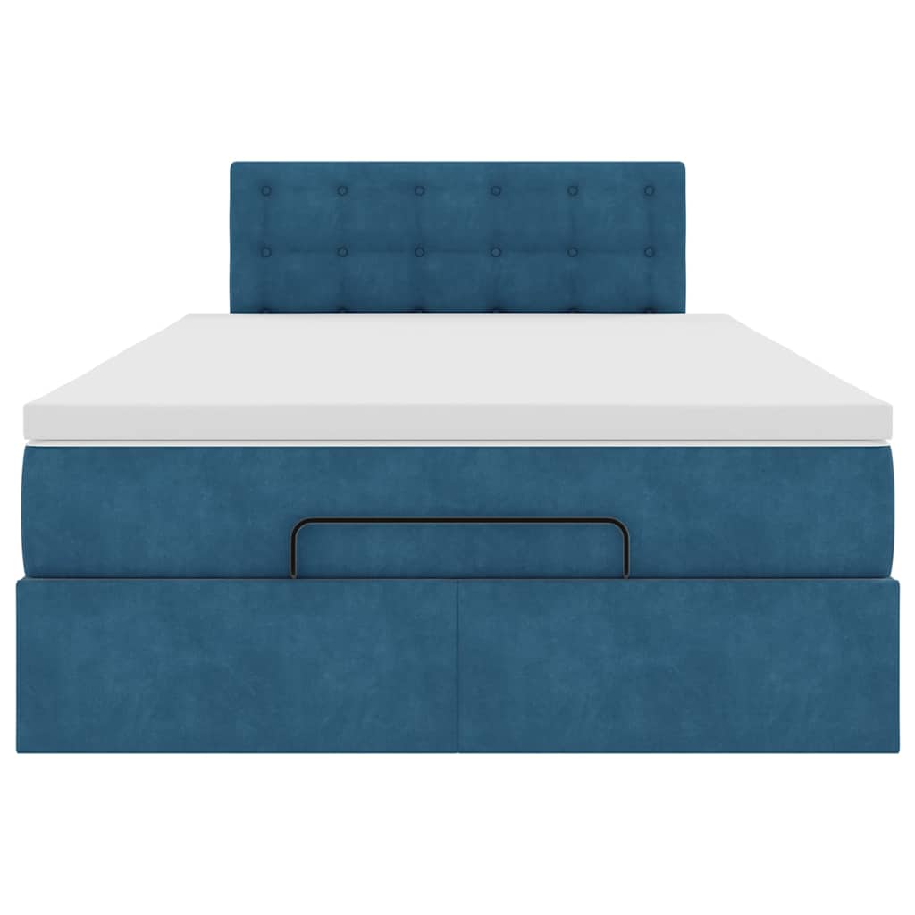 Lit ottoman avec matelas bleu foncé 120x190 cm velours - XIOS