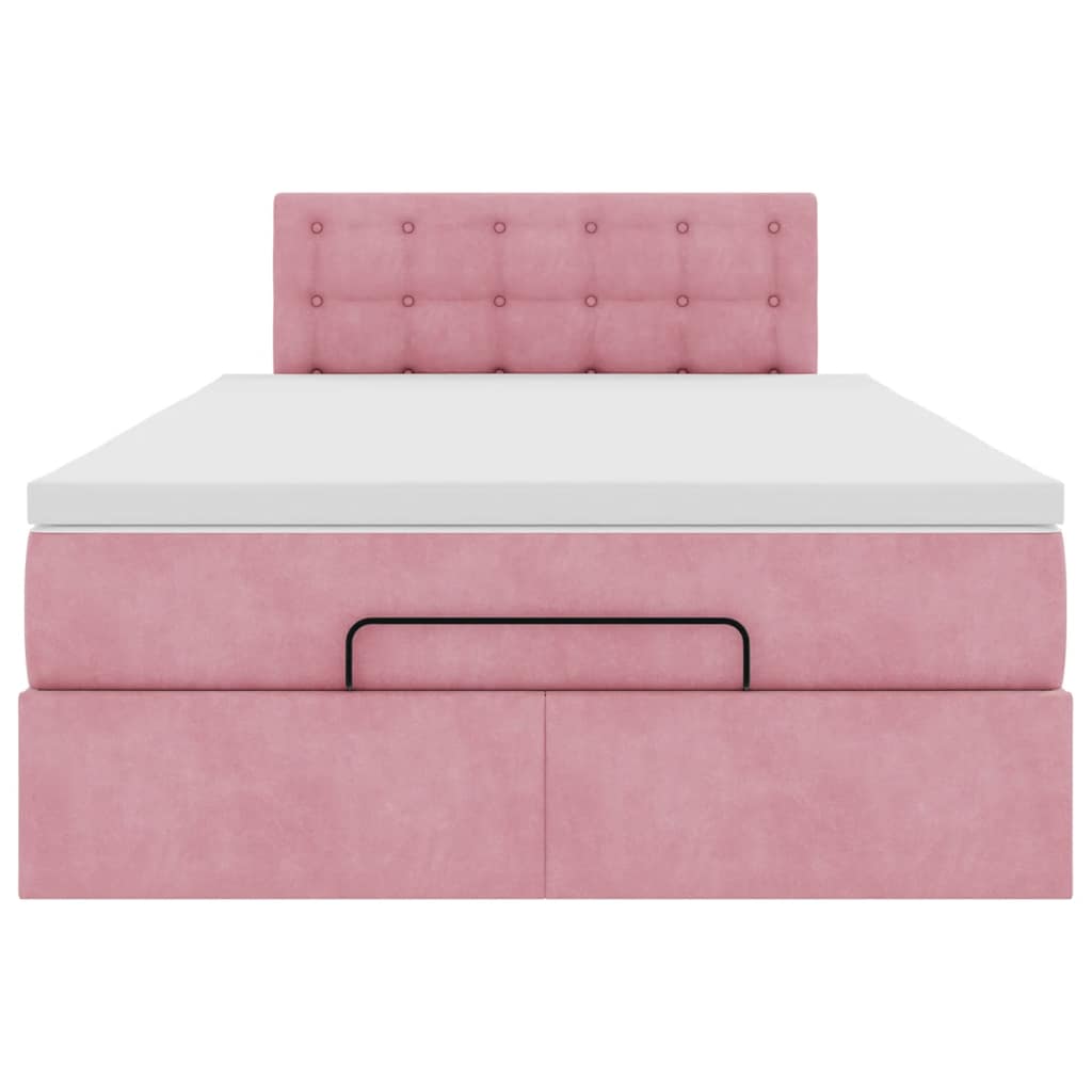 Lit ottoman avec matelas rose 120x190 cm velours - XIOS