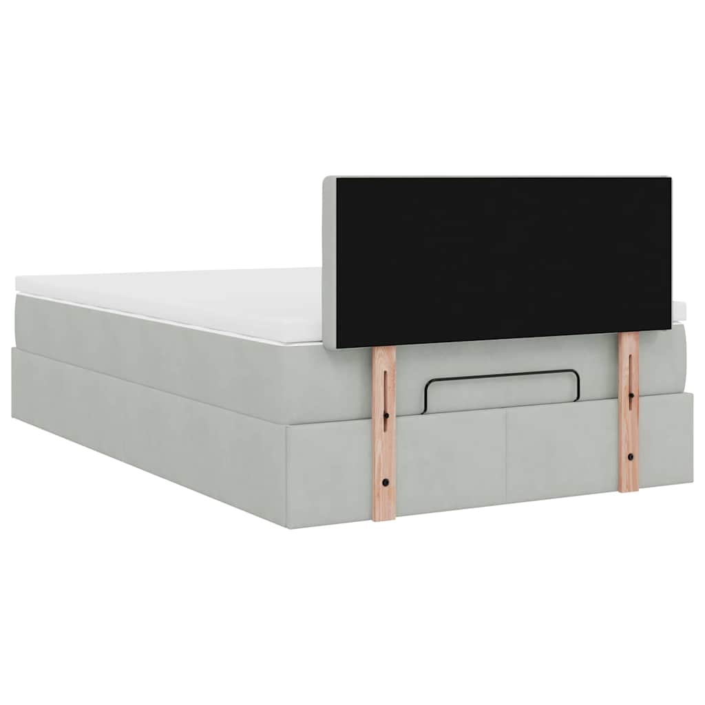 Cadre de lit ottoman et matelas gris clair 120x200 cm velours - XIOS