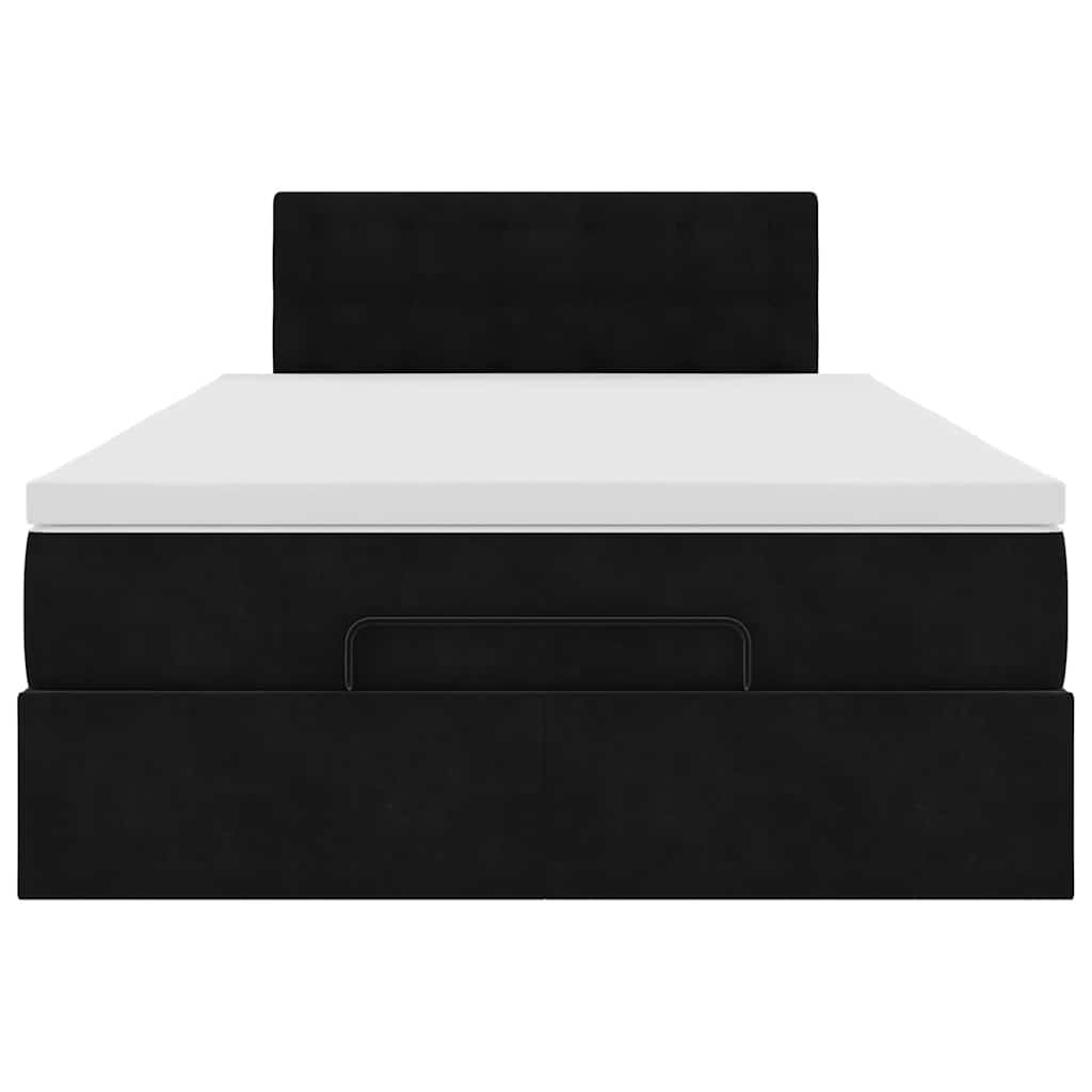 Cadre de lit ottoman avec matelas noir 120x200 cm velours - XIOS