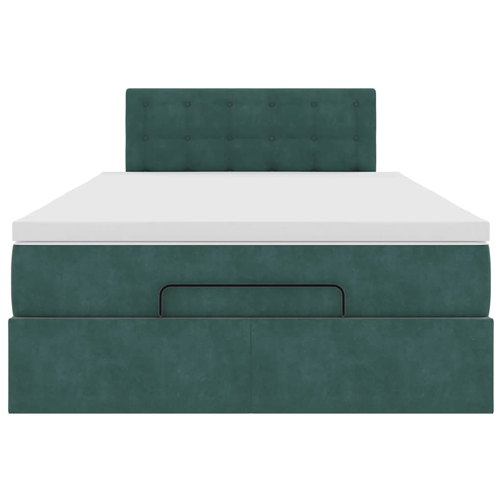 Cadre de lit ottoman avec matelas vert foncé 120x200 cm velours - XIOS
