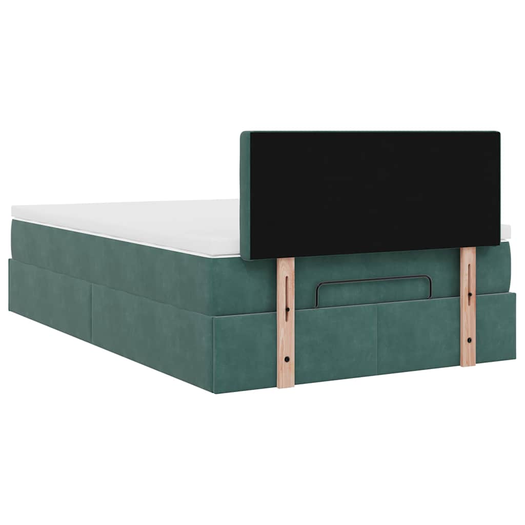 Cadre de lit ottoman avec matelas vert foncé 120x200 cm velours - XIOS