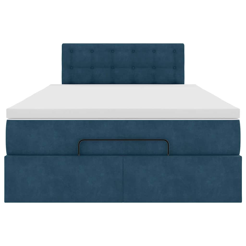 Cadre de lit ottoman avec matelas bleu foncé 120x200 cm velours