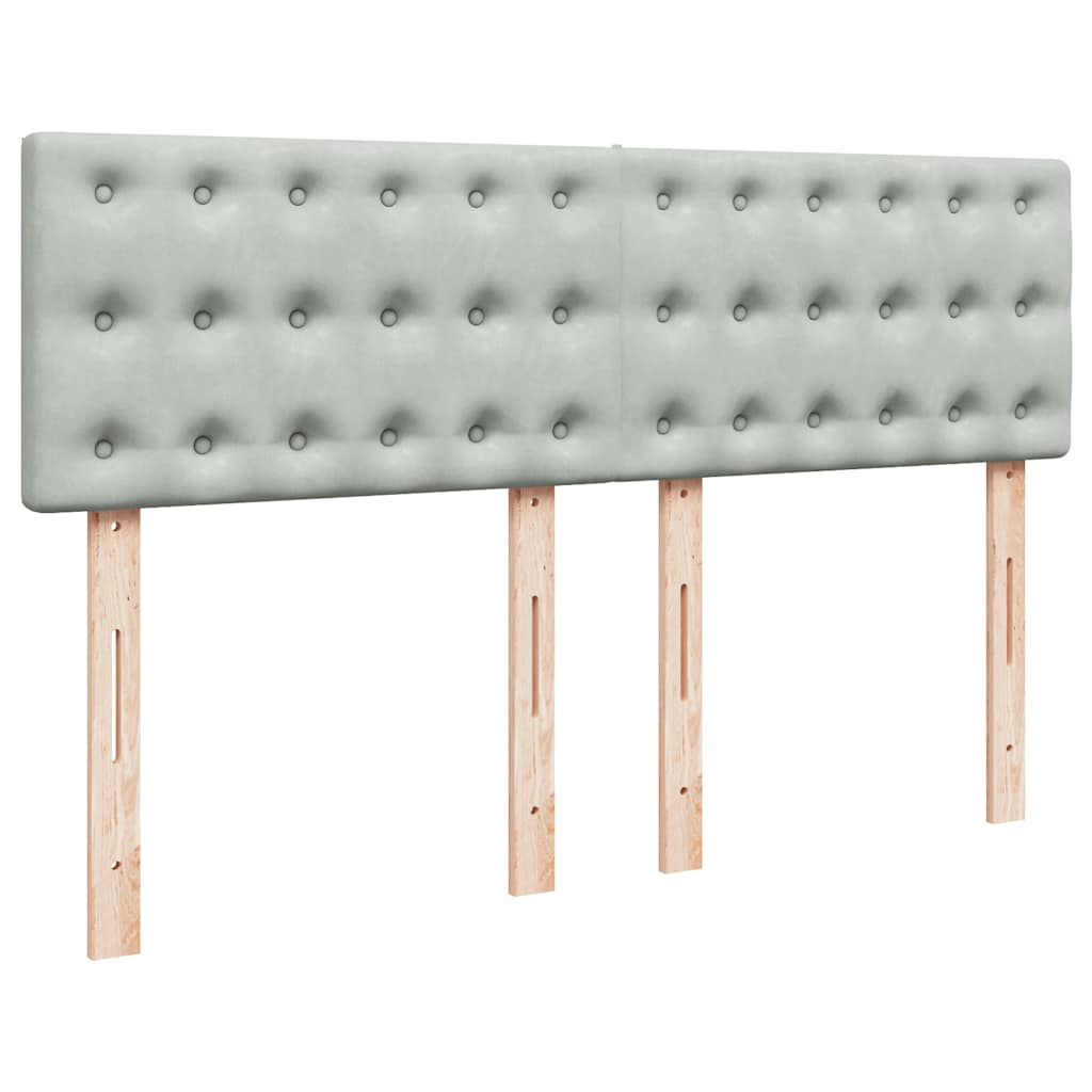 Cadre de lit ottoman et matelas gris clair 140x190 velours - XIOS