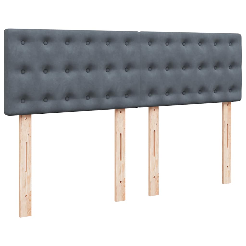Cadre de lit ottoman avec matelas gris foncé 140x190 cm velours - XIOS