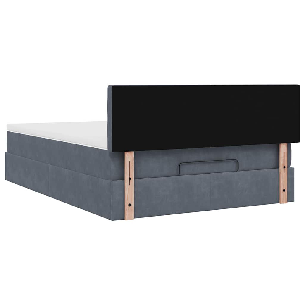 Cadre de lit ottoman avec matelas gris foncé 140x190 cm velours - XIOS