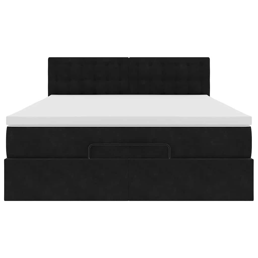 Cadre de lit ottoman avec matelas noir 140x190 cm velours - XIOS