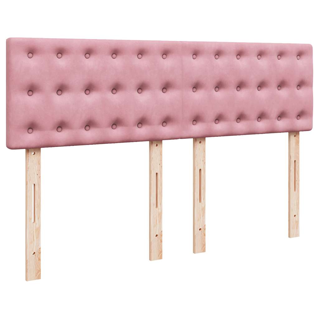 Cadre de lit ottoman avec matelas rose 140x190 cm velours - XIOS