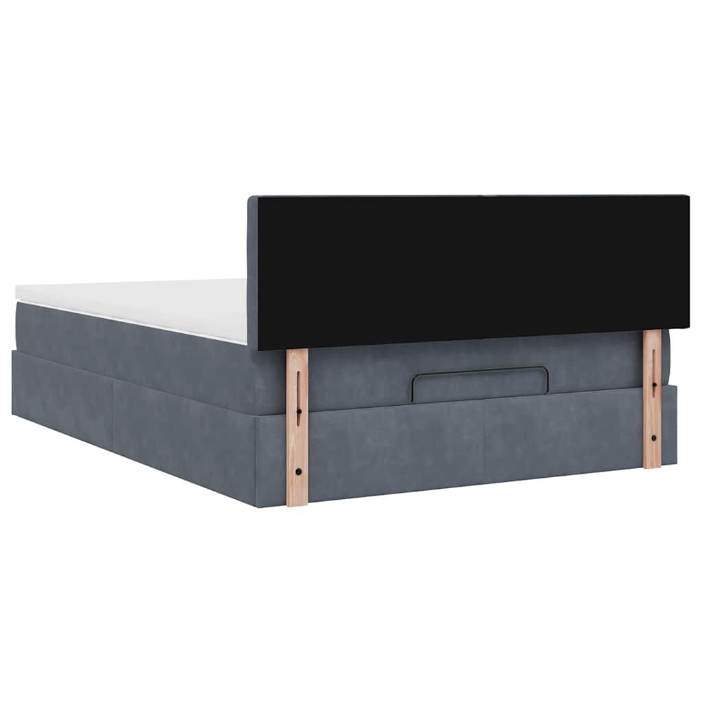 Cadre de lit ottoman avec matelas gris foncé 140x200 cm velours - XIOS