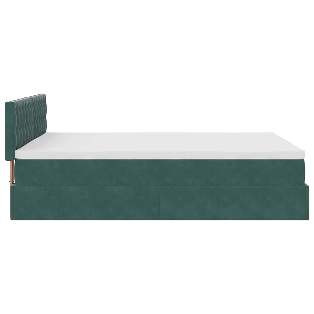 Cadre de lit ottoman avec matelas vert foncé 140x200 cm velours - XIOS