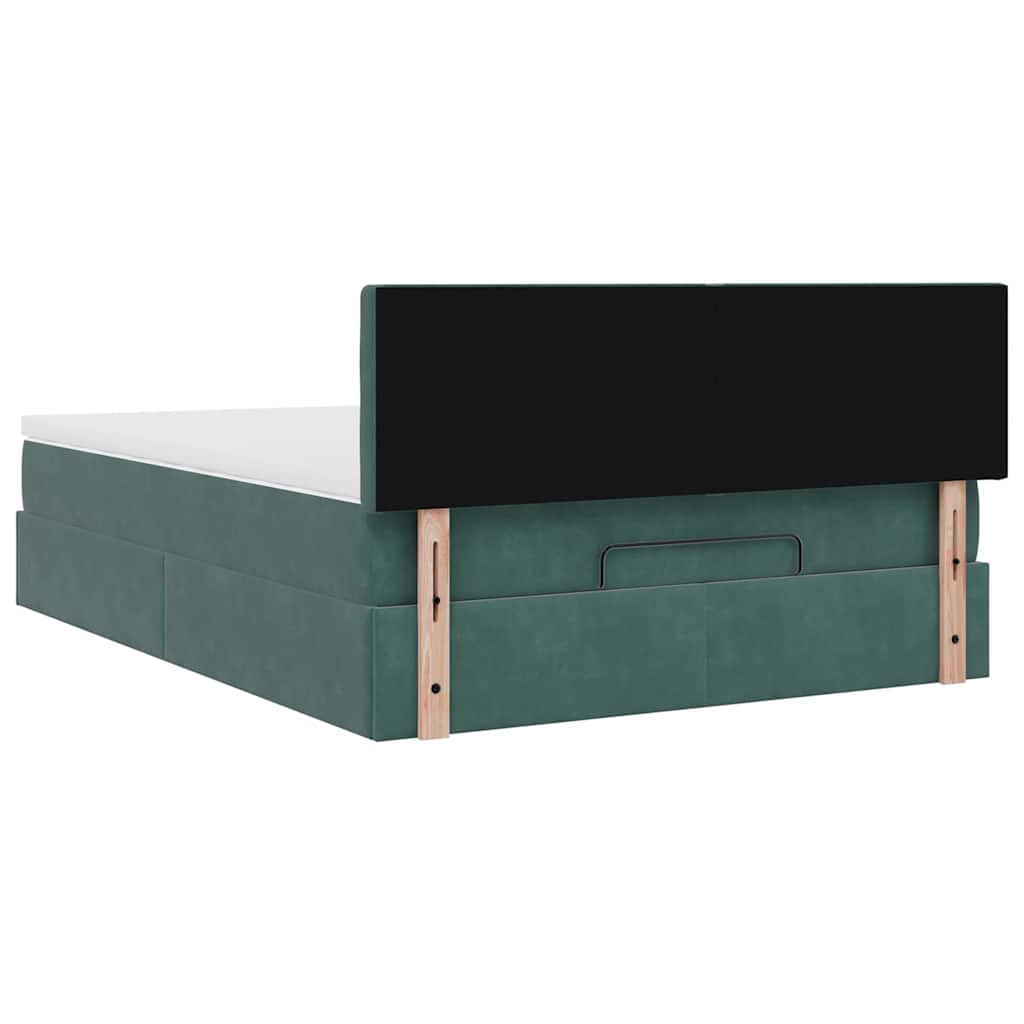 Cadre de lit ottoman avec matelas vert foncé 140x200 cm velours - XIOS