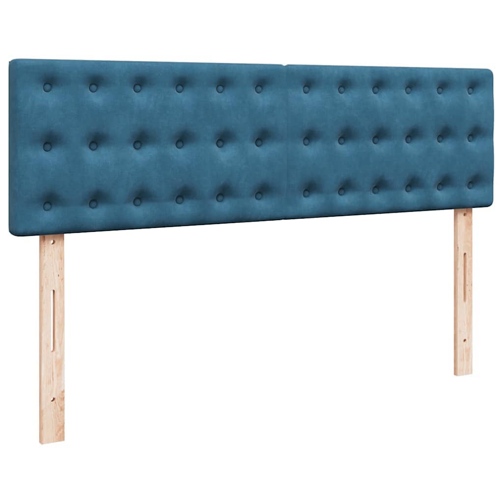 Cadre de lit ottoman avec matelas bleu foncé 140x200 cm velours - XIOS