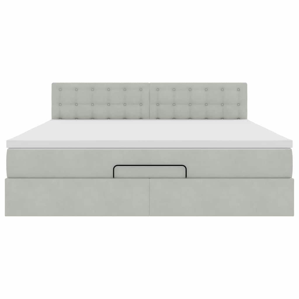 Cadre de lit ottoman avec matelas gris clair 180x200 cm velours - XIOS