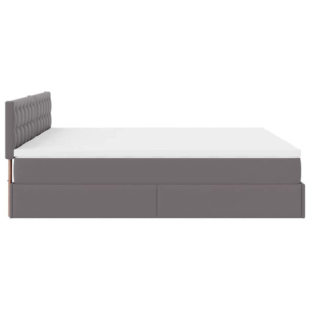 Cadre de lit ottoman avec matelas gris 180x200 cm similicuir - XIOS