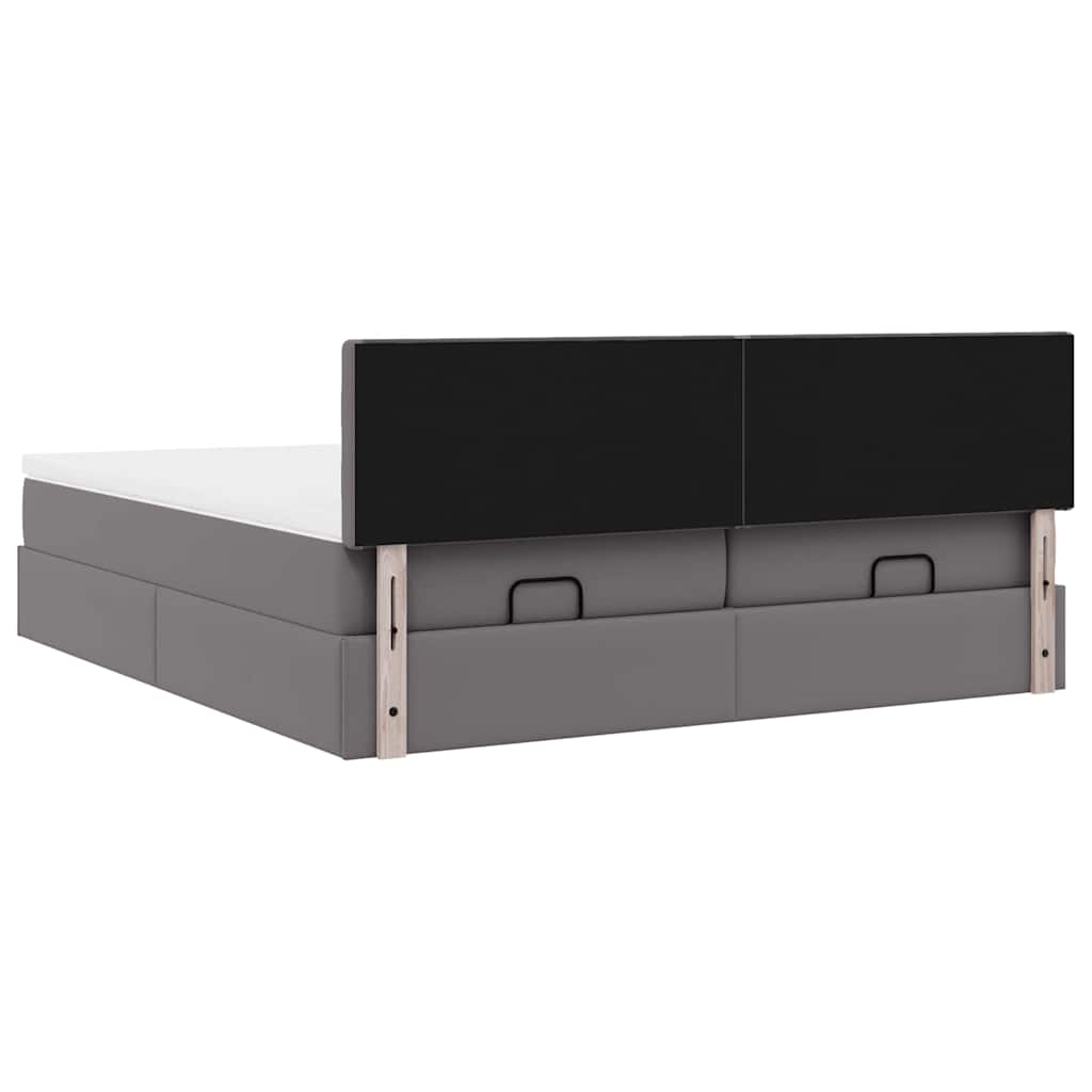Cadre de lit ottoman avec matelas gris 180x200 cm similicuir - XIOS