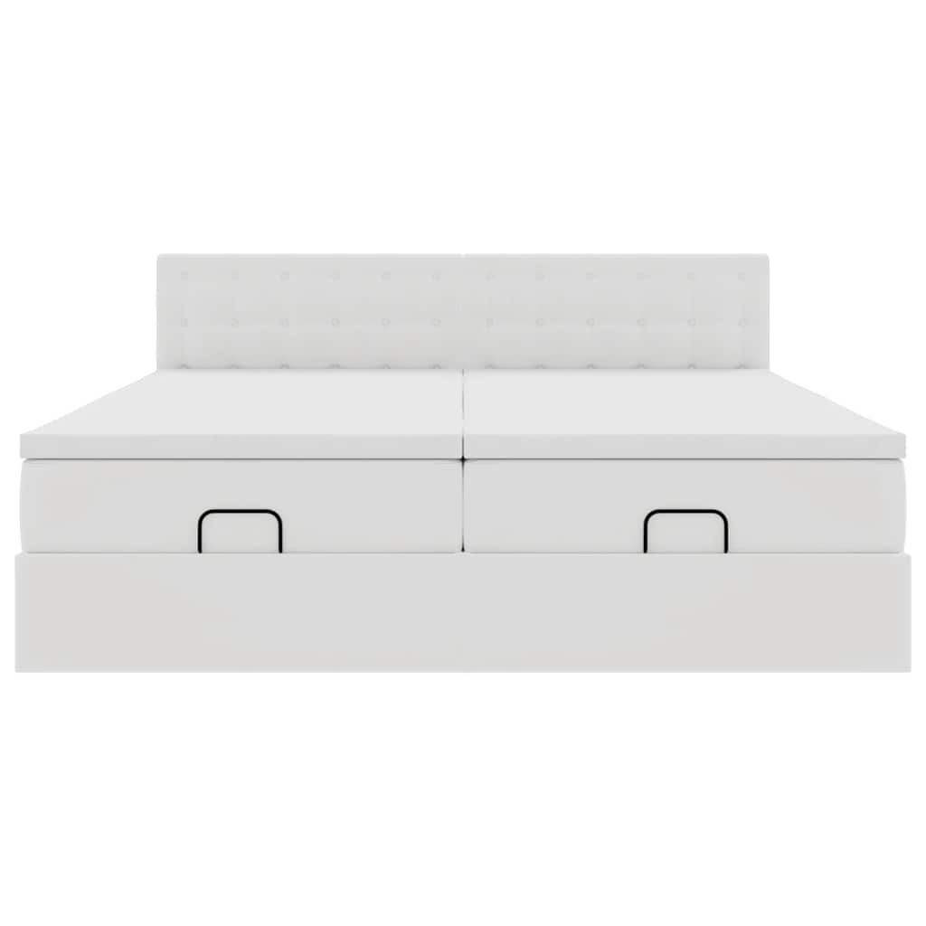 Cadre de lit ottoman avec matelas blanc 200x200 cm similicuir - XIOS