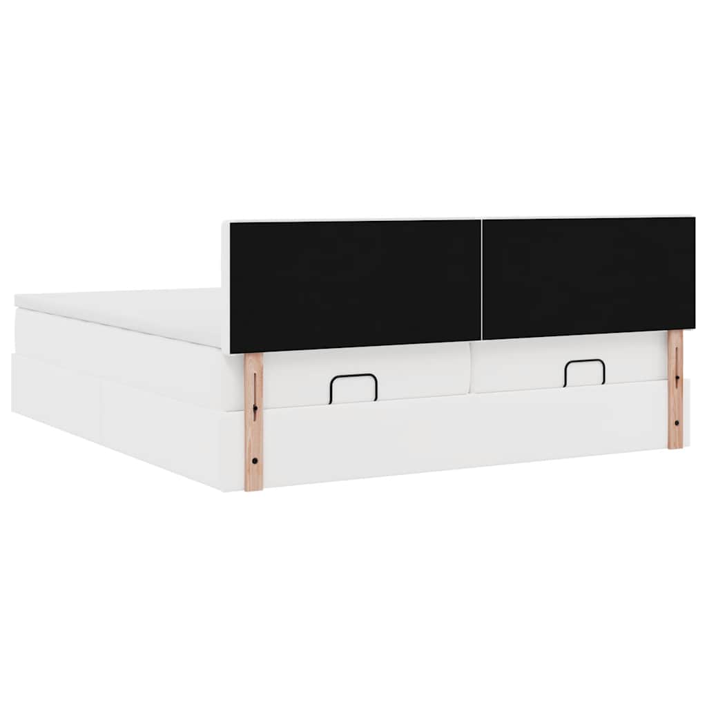 Cadre de lit ottoman avec matelas blanc 200x200 cm similicuir - XIOS