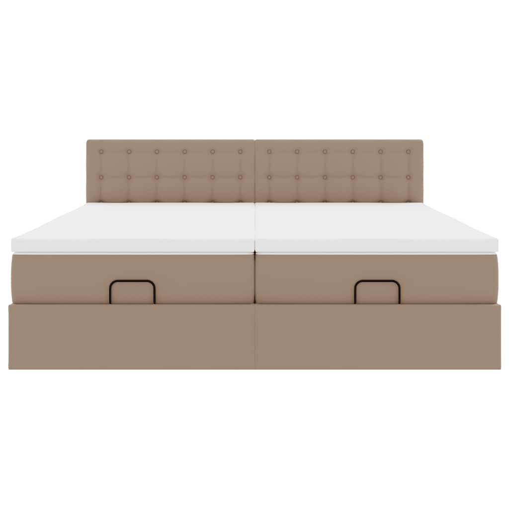 Cadre de lit ottoman et matelas cappuccino 200x200cm similicuir - XIOS