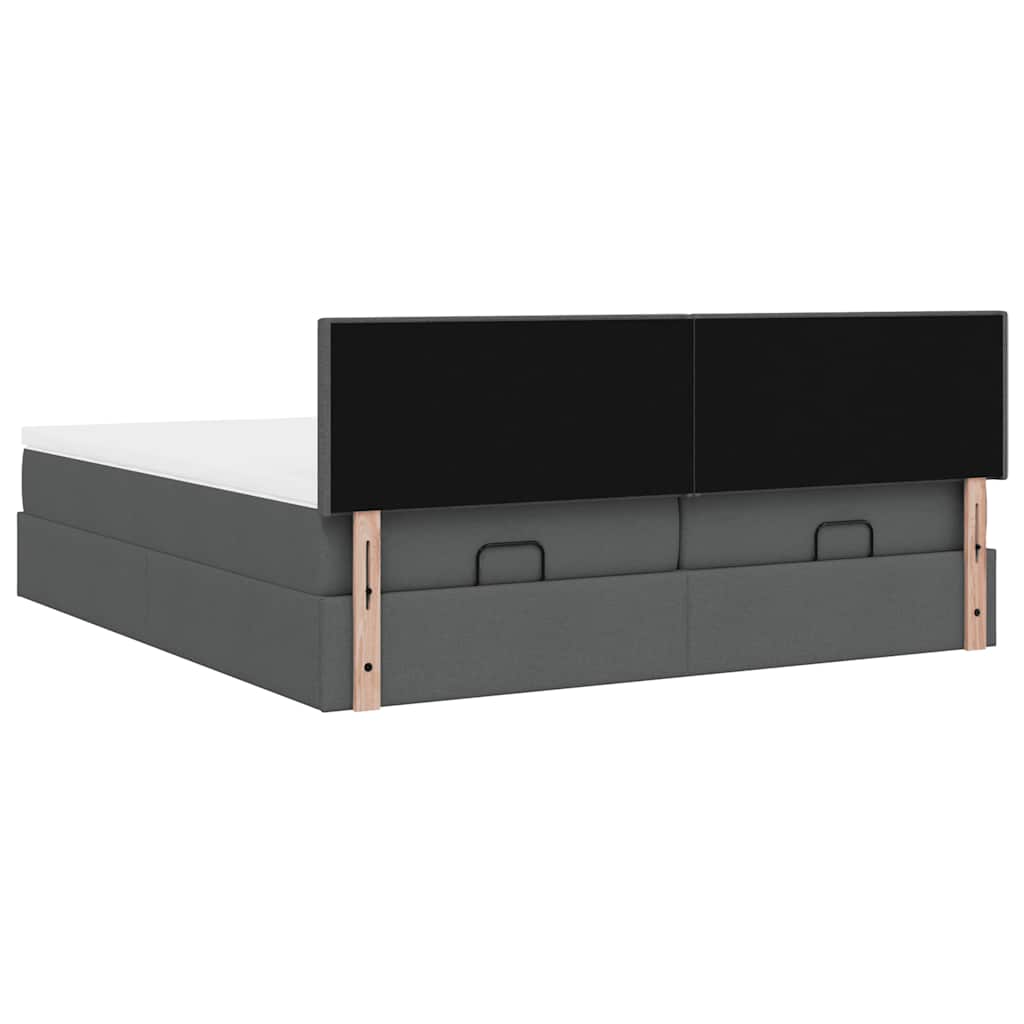 Cadre de lit ottoman avec matelas gris foncé 160x200cm tissu - XIOS