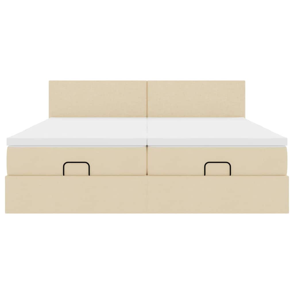 Cadre de lit ottoman avec matelas crème 160x200 cm tissu - XIOS