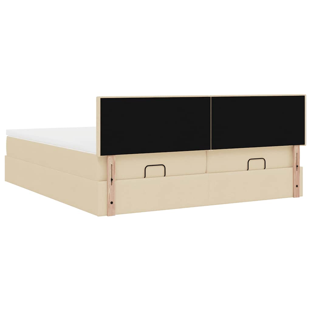 Cadre de lit ottoman avec matelas crème 160x200 cm tissu - XIOS