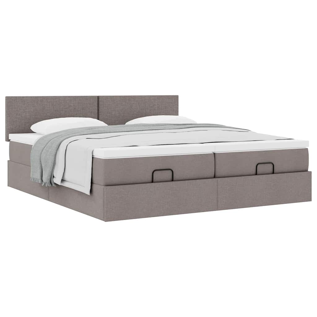 Cadre de lit ottoman avec matelas taupe 180x200 cm tissu - XIOS