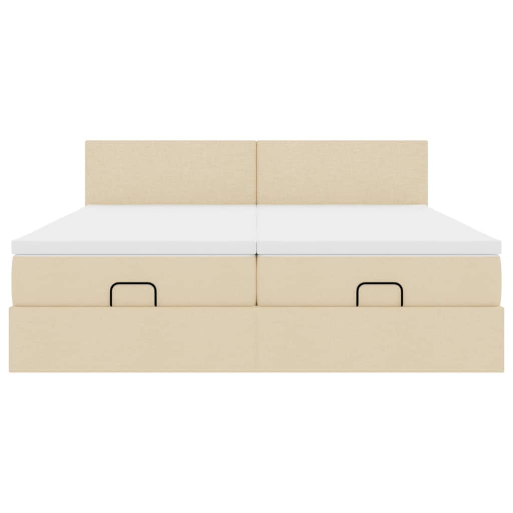 Cadre de lit ottoman avec matelas crème 180x200 cm tissu - XIOS