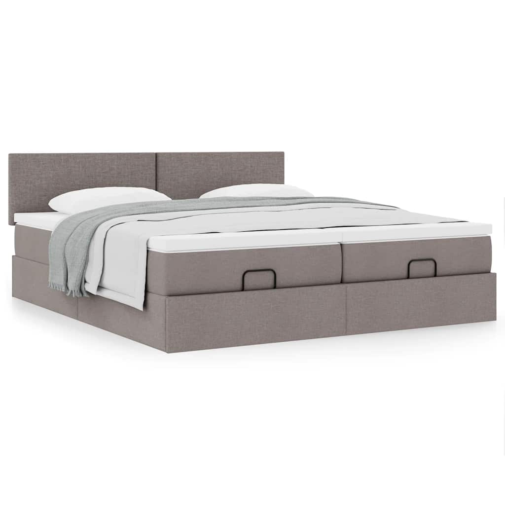 Cadre de lit ottoman avec matelas taupe 200x200cm tissu - XIOS