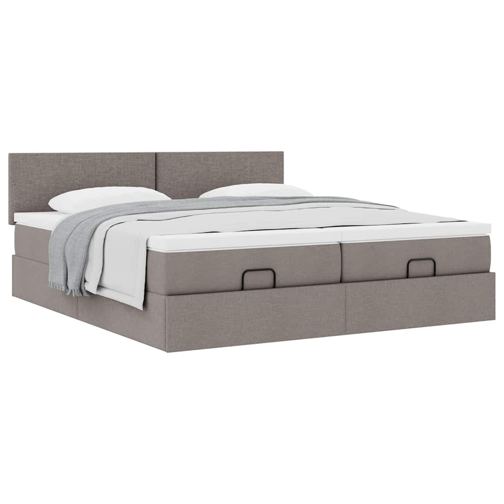 Cadre de lit ottoman avec matelas taupe 200x200cm tissu - XIOS