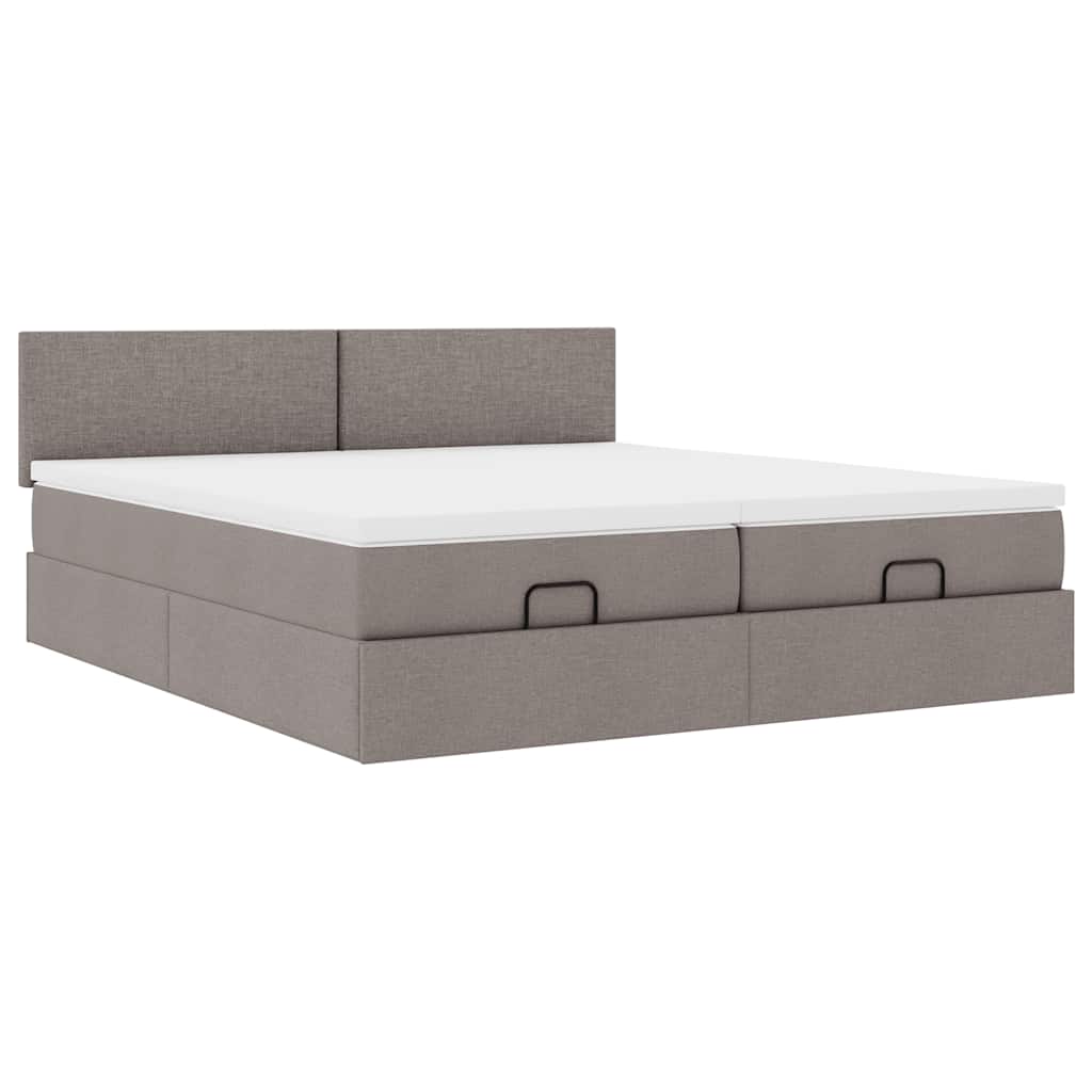 Cadre de lit ottoman avec matelas taupe 200x200cm tissu - XIOS