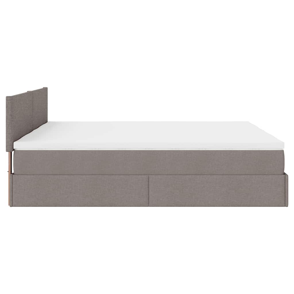 Cadre de lit ottoman avec matelas taupe 200x200cm tissu - XIOS