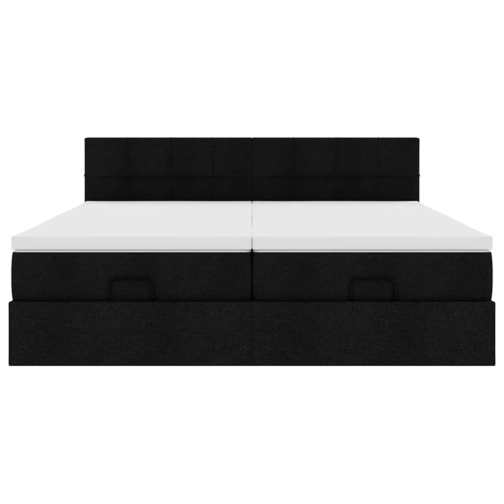 Cadre de lit ottoman avec matelas noir 160x200 cm tissu - XIOS