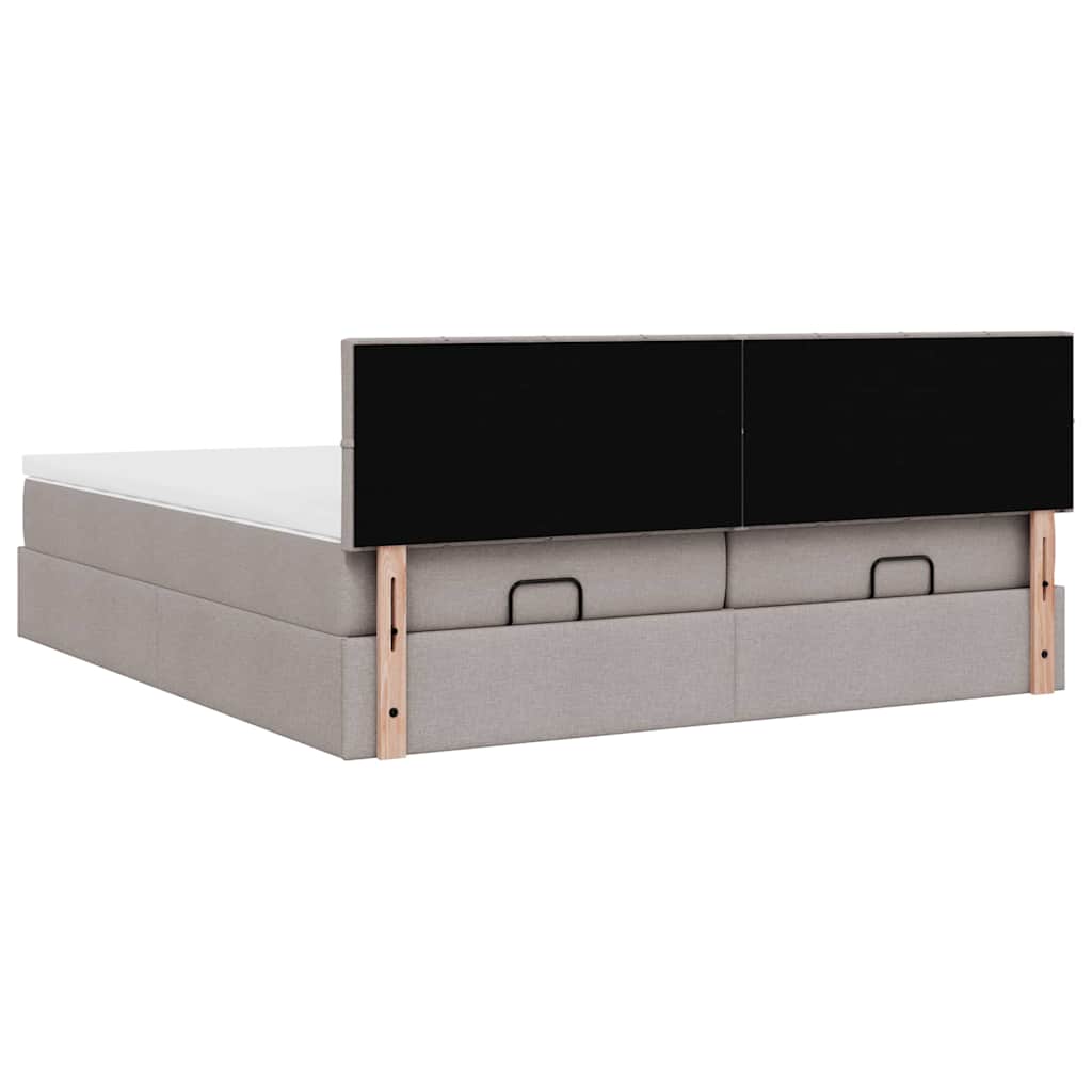 Cadre de lit ottoman avec matelas taupe 160x200 cm tissu - XIOS