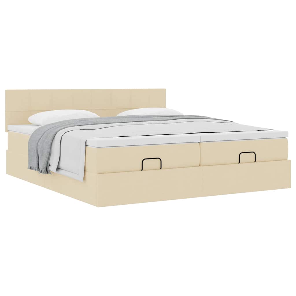 Cadre de lit ottoman avec matelas crème 160x200 cm tissu - XIOS