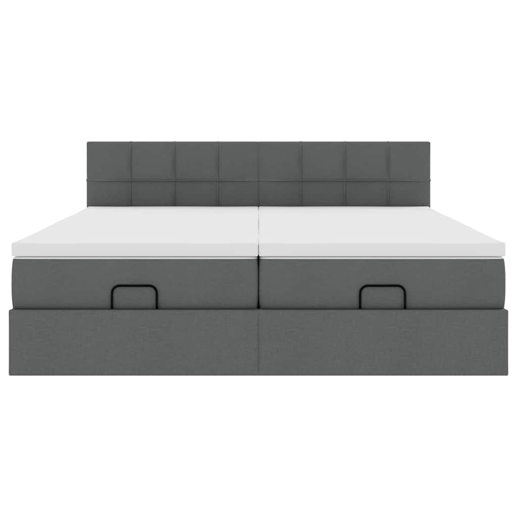 Cadre de lit ottoman avec matelas gris foncé 180x200cm tissu - XIOS