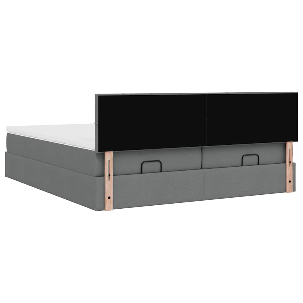 Cadre de lit ottoman avec matelas gris foncé 180x200cm tissu - XIOS