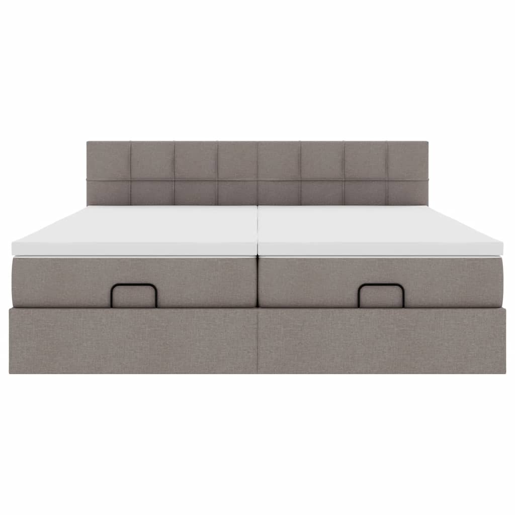 Cadre de lit ottoman avec matelas taupe 180x200 cm tissu - XIOS