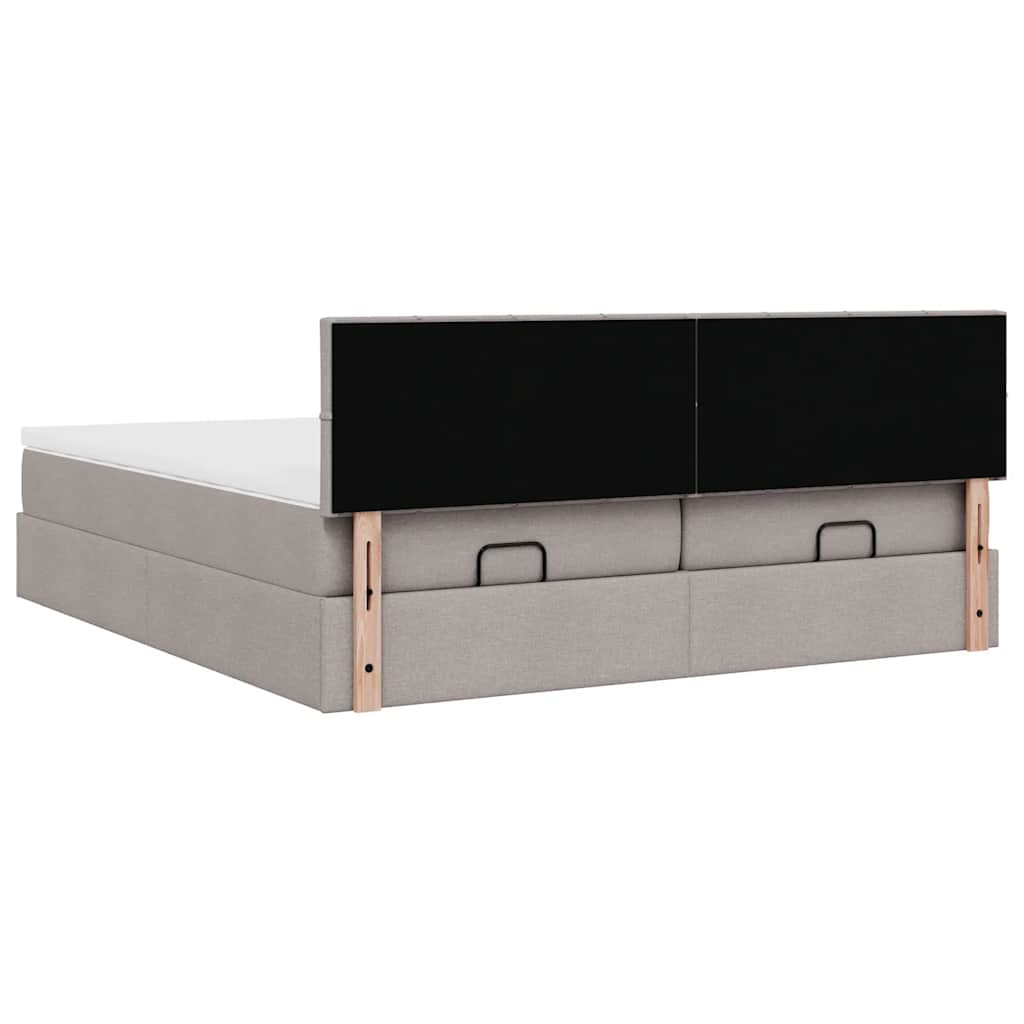Cadre de lit ottoman avec matelas taupe 180x200 cm tissu - XIOS