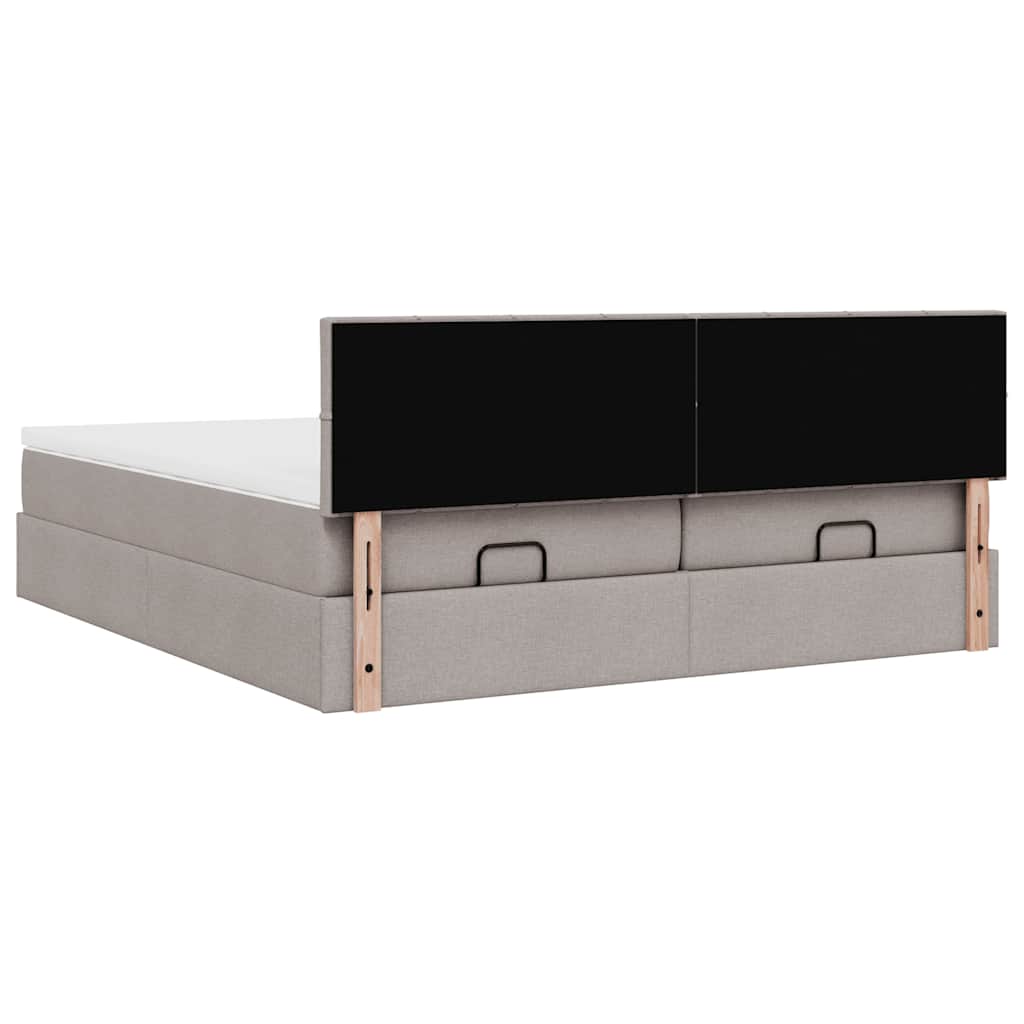 Cadre de lit ottoman avec matelas taupe 200x200cm tissu - XIOS
