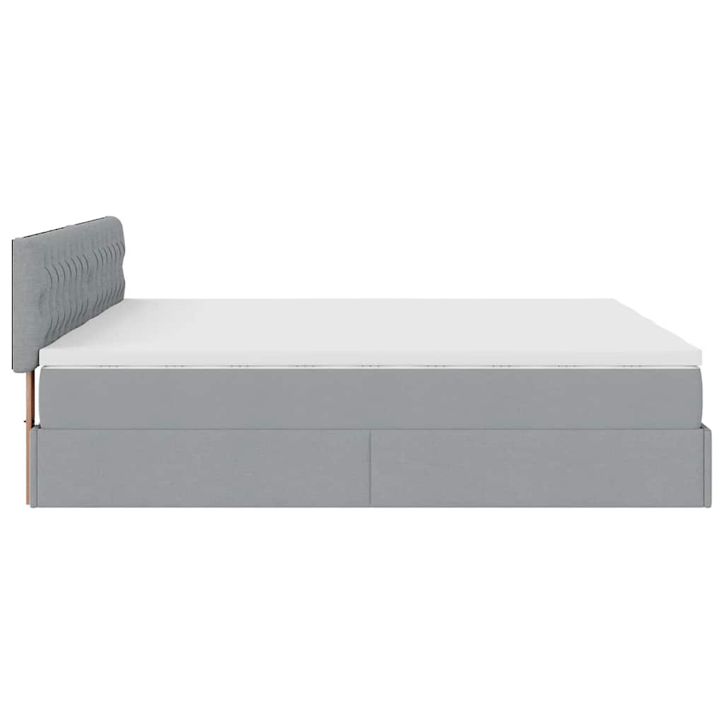 Cadre de lit ottoman et matelas gris clair 160x200cm tissu - XIOS