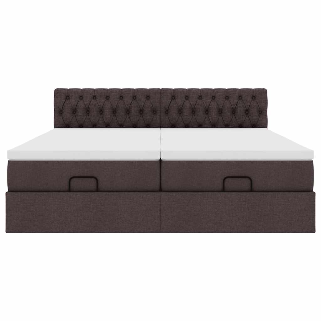 Cadre de lit ottoman avec matelas marron foncé 160x200 cm tissu - XIOS