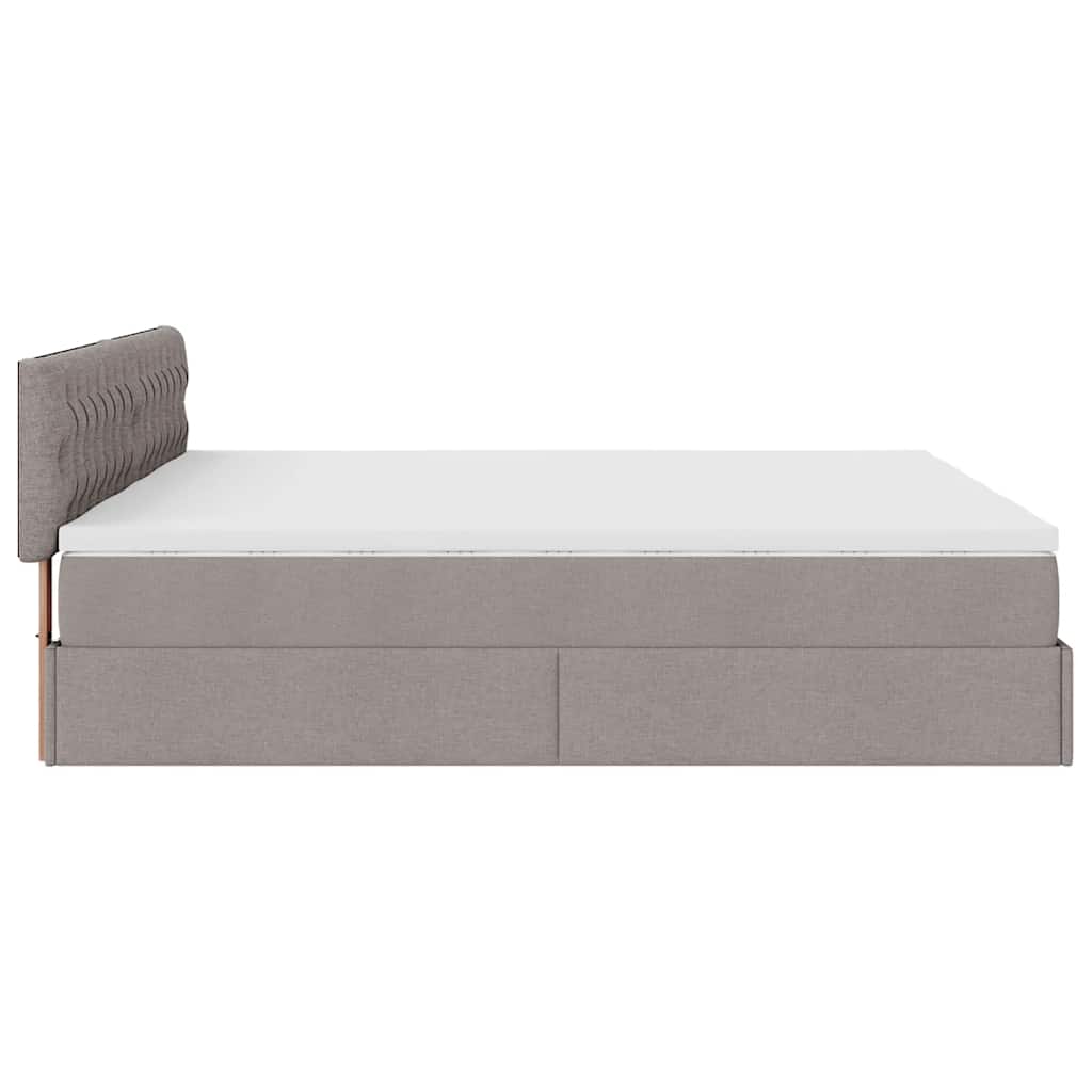 Cadre de lit ottoman avec matelas taupe 160x200 cm tissu - XIOS