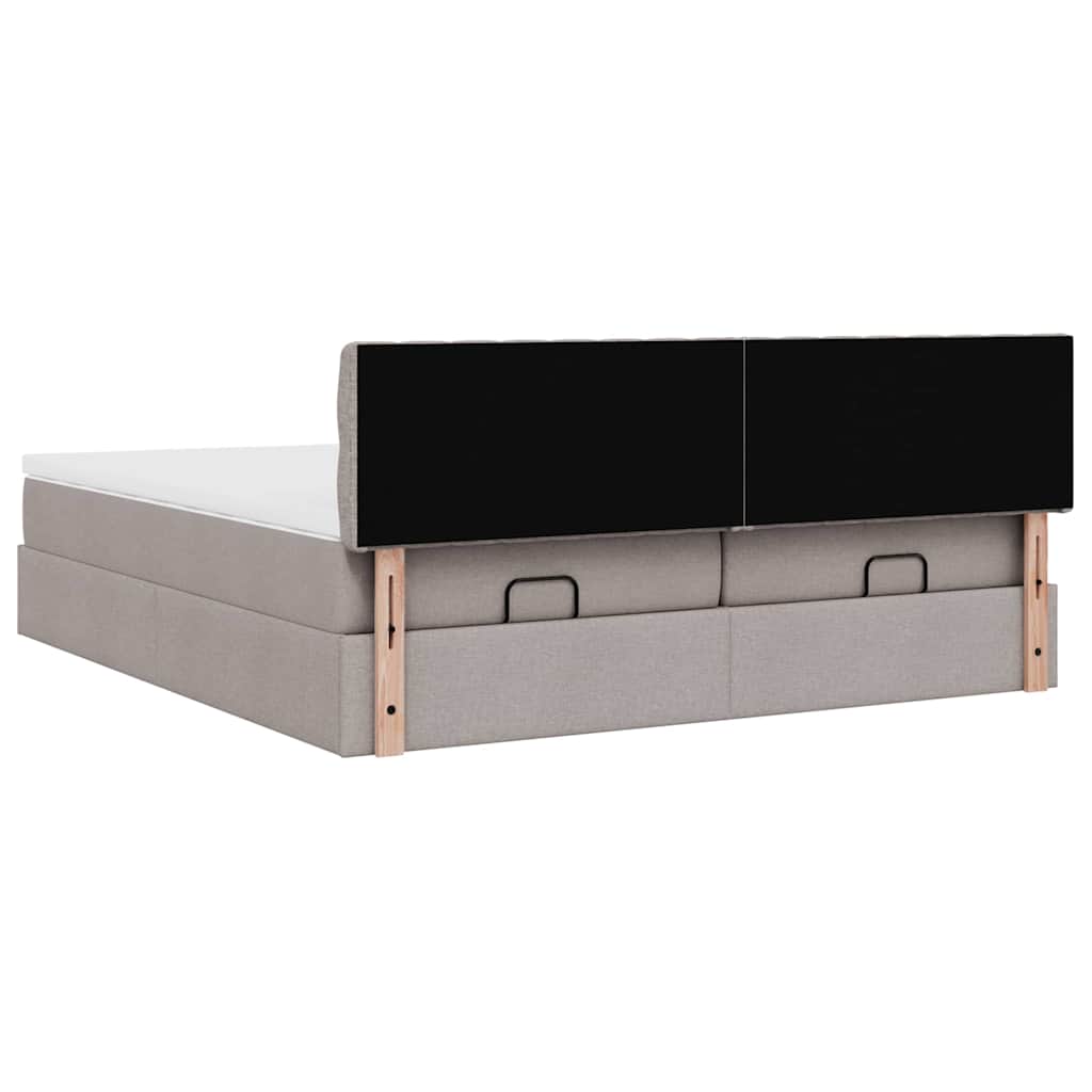Cadre de lit ottoman avec matelas taupe 160x200 cm tissu - XIOS