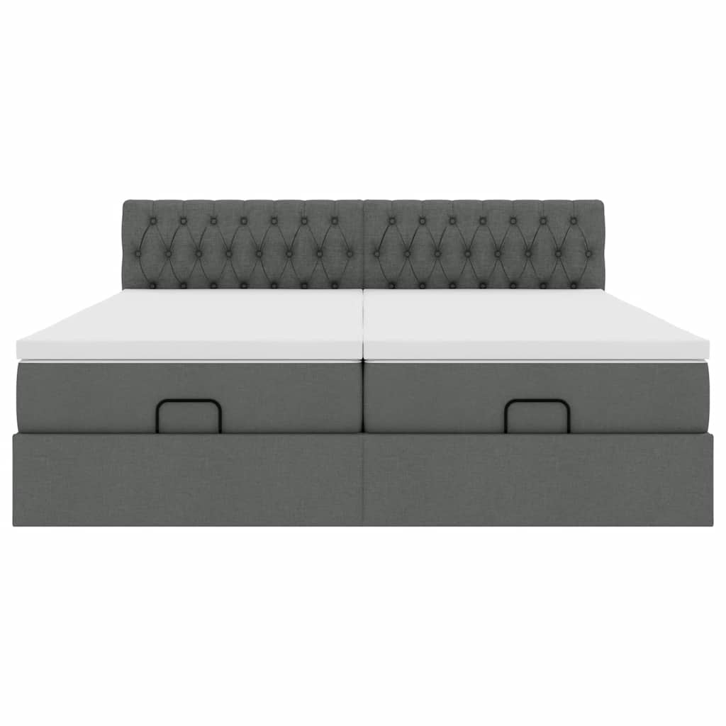 Cadre de lit ottoman avec matelas gris foncé 180x200cm tissu - XIOS