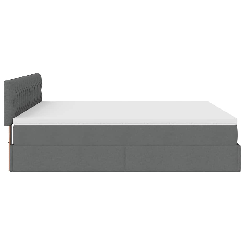 Cadre de lit ottoman avec matelas gris foncé 180x200cm tissu - XIOS