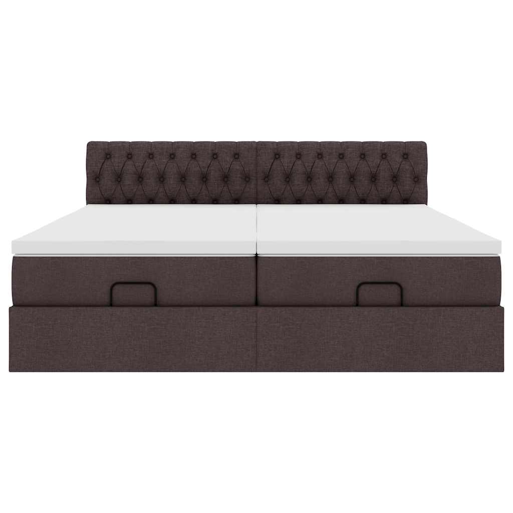Cadre de lit ottoman avec matelas marron foncé 200x200 cm tissu - XIOS