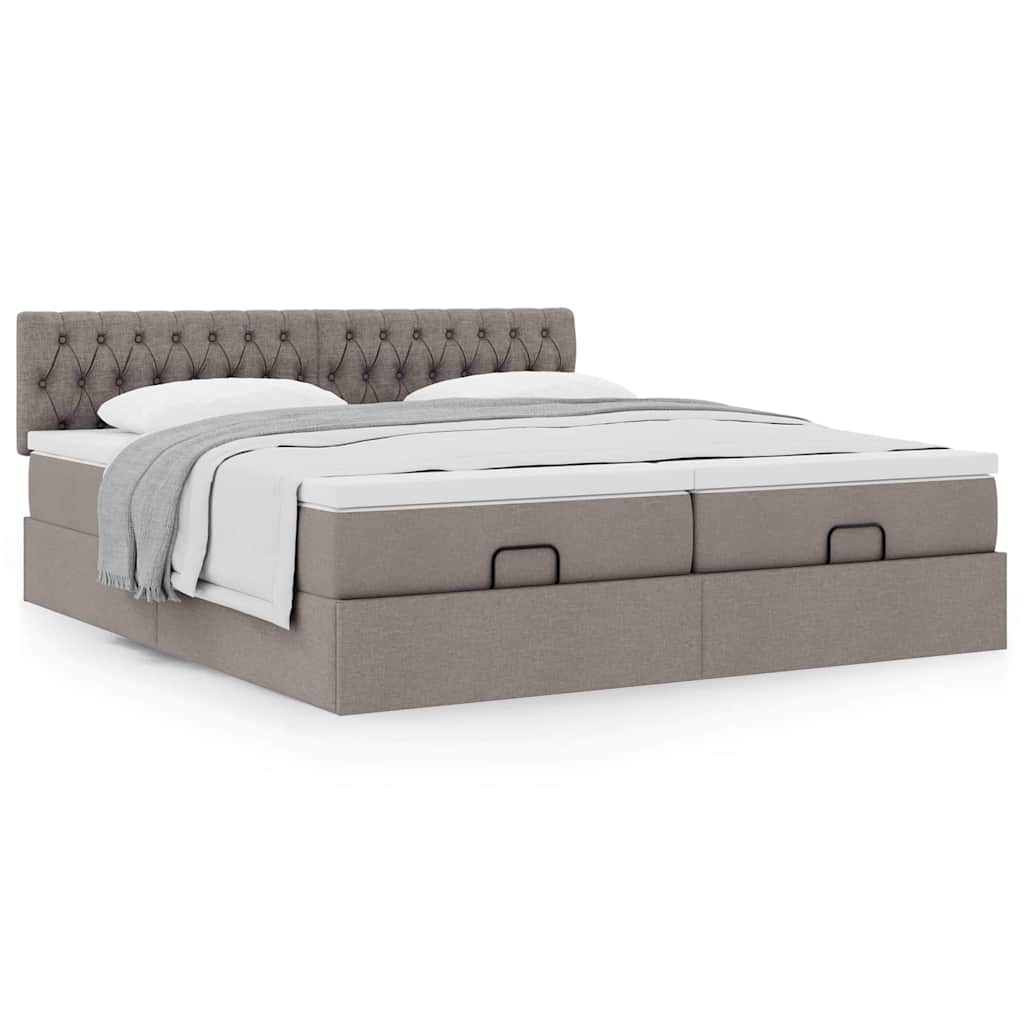 Cadre de lit ottoman avec matelas taupe 200x200cm tissu - XIOS